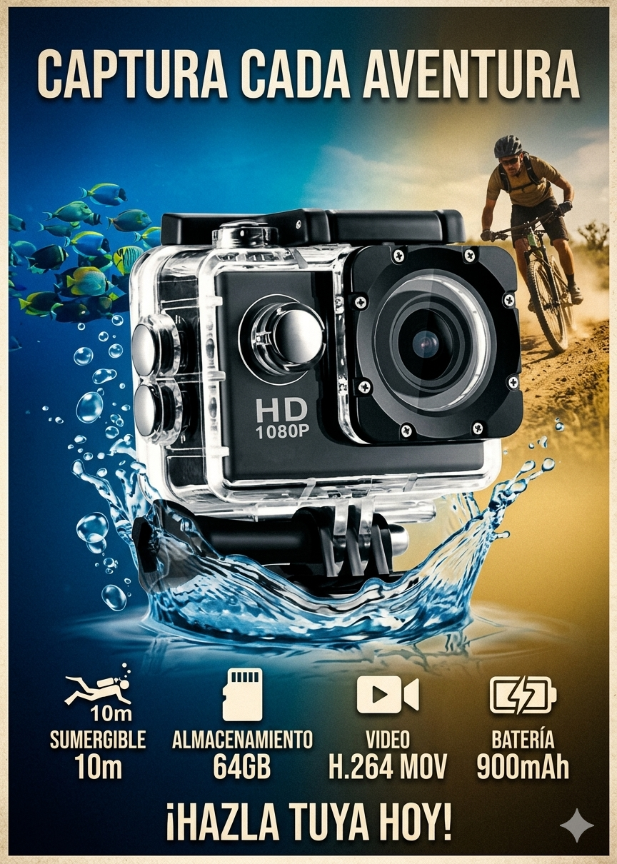 CAMARA PARA MOTO Y DEPORTES 4K HD