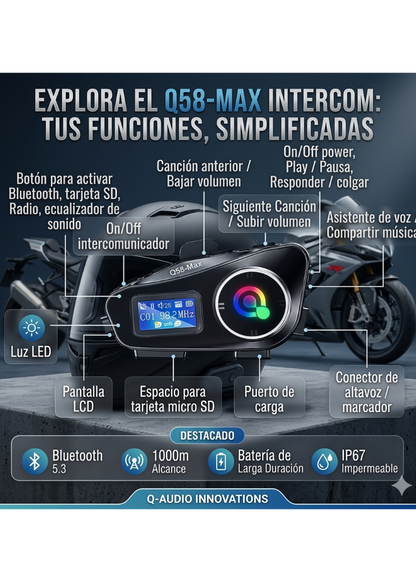 INTERCOMUNICADOR DE MOTO Q58 MAX